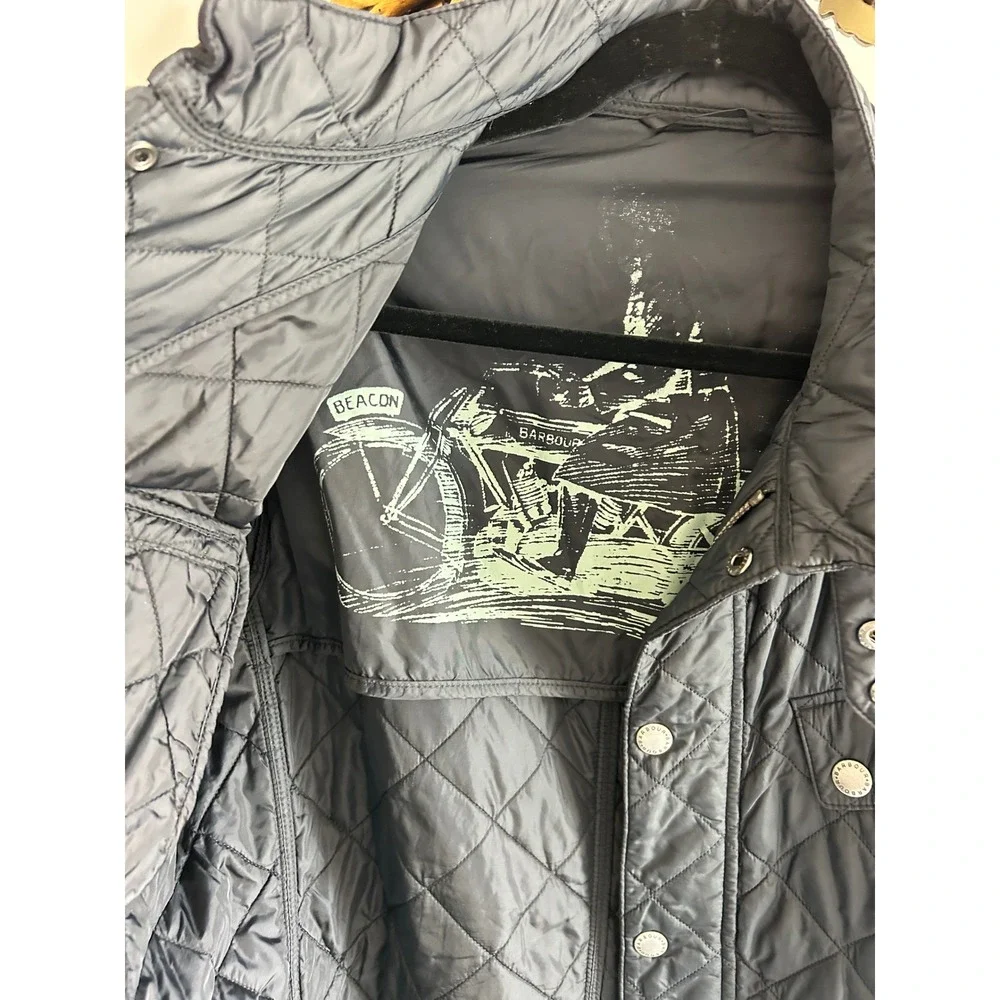 Barbour International Ariel Quilted Jacket Black Mens XL Moto Coat - Picture 4 of 7